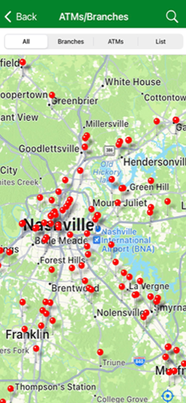 Branch & ATM Locator shown on OHCU's mobile app.